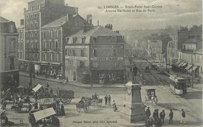 CPA FRANCE 87 " Limoges, Rond point Sadi Carnot, avenue Garibaldi et rue de Paris".