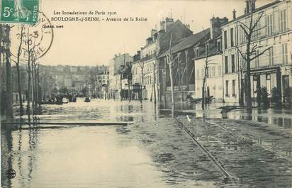 CPA FRANCE 92 " Boulogne sur Seine, Avenue de la Reine". / INONDATIONS DE 1910