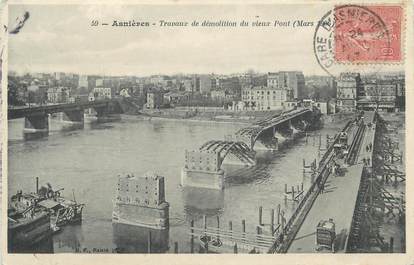 CPA FRANCE 92 " Asnières, Travaux de démolition du vieux pont".