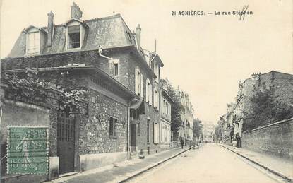 CPA FRANCE 92 " Asnières, La rue Stéffen".