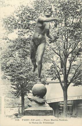 CPA FRANCE 75 "Paris 20ème, Statue du Printemps place Martin Nadeau".