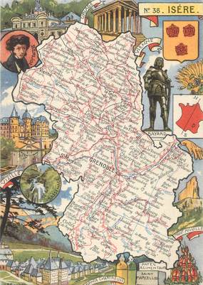 CPSM FRANCE 38 " Isère, Carte géographique".