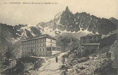 CPA FRANCE 74 " Chamonix, Hôtel du Montanvert et aiguille du Dru".