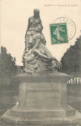 CPA FRANCE 47 " Agen, Statue de Samson et Dalila".