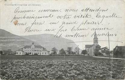 CPA FRANCE 74 "Gaillard, L'église et l'école".