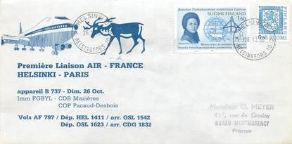 LETTRE 1 ER VOL / SCANDINAVIE "Helsinki / Paris, 26 octobre 1988"