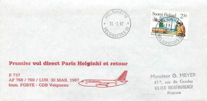 LETTRE 1 ER VOL / SCANDINAVIE "Helsinki, 30 mars 1987"