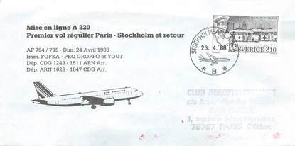 LETTRE 1 ER VOL / SCANDINAVIE "Paris / Stockholm, 24 avril 1988"