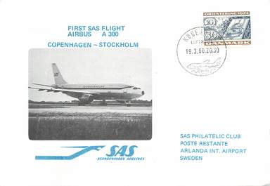 LETTRE 1 ER VOL / SCANDINAVIE "Copenhague / Stockholm, 19 mars 1980"