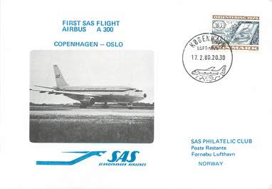 LETTRE 1 ER VOL / SCANDINAVIE "Copenhague / Oslo, 17 février 1980"