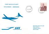 1 Er Vol LETTRE 1 ER VOL / SCANDINAVIE "Stavanger / Aberdeen, 2 avril 1980"