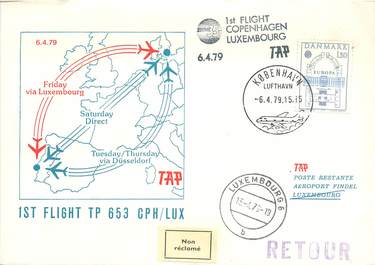 LETTRE 1 ER VOL / SCANDINAVIE "Copenhague / Luxembourg, 6 avril 1979"