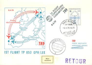 LETTRE 1 ER VOL / SCANDINAVIE "Copenhague / Luxembourg, 6 avril 1979"