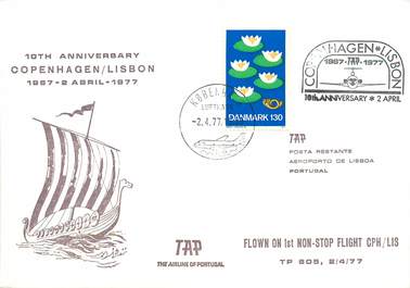 LETTRE 1 ER VOL / SCANDINAVIE "Copenhague / Lisbon, 2 avril 1977"