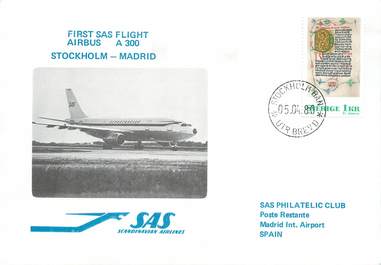 LETTRE 1 ER VOL / SCANDINAVIE "Stockholm / Madrid, 5 avril 1980"