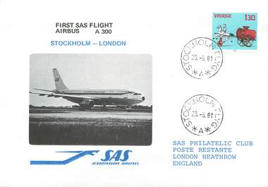 LETTRE 1 ER VOL / SCANDINAVIE "Stockholm / Londres, 29 mars 1981"