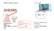 1 Er Vol LETTRE 1 ER VOL / TURQUIE "Ankara / Münich / Francfort, 1er juillet 1983"