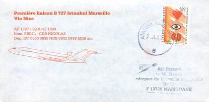 LETTRE 1 ER VOL / TURQUIE "Istanbul / Marseille, 2 avril 1989"