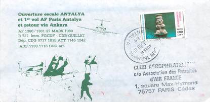 LETTRE 1 ER VOL / TURQUIE "Paris / Ankara, 27 mars 1989"