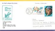 1 Er Vol LETTRE 1 ER VOL / ONU "Francfort / New York / Lima / La Paz / Santiago de Chile, 9 avril 1975"