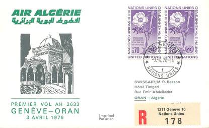 LETTRE 1 ER VOL / ONU "Genève / Oran, 3 avril 1976"