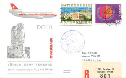 LETTRE 1 ER VOL / ONU "Zürich / Genf / Téhéran, 24 mai 1975"