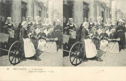 CPA FRANCE 29 "Concarneau, Types dde coiffures". / FOLKLORE / STEREO