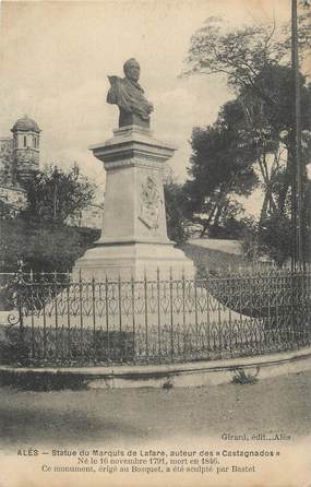 CPA FRANCE 30 " Alès, Statue du Marquis de la Fare". /POETE
