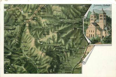 CPA FRANCE 68 " Murbach, Carte géographique, l'église".