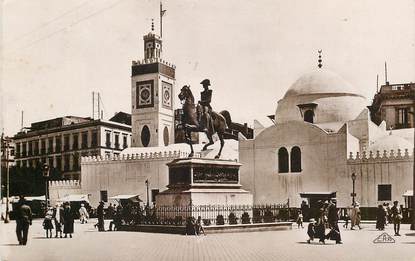 CPSM ALGERIE "Alger, Statue du Duc d'Orléans et Mosquée Djemaa Djedid"