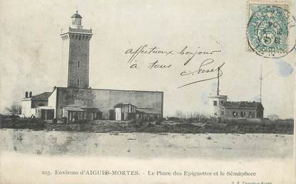CPA FRANCE 30 " Environs d'Aigues Mortes, Le phare des Epiguettes et le sémaphore".