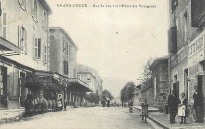 CPA FRANCE 30 " La Grand'Combe, Rue Salavert et Hôtel des voyageurs".