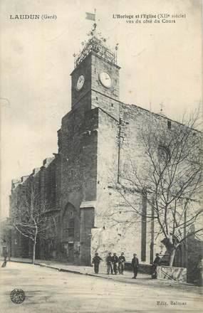 CPA FRANCE 30 " Laudun, L'horloge et l'église".