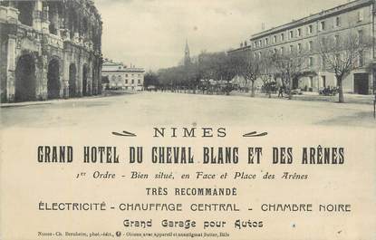 CPA FRANCE 30 "Nimes, Grand hôtel du cheval blanc et des arênes".