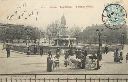 CPA FRANCE 30 "Nimes, L'Esplanade, fontaine Pradier". / NOURRICE