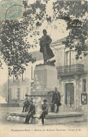 CPA FRANCE 30 "Pompignan, Statue du Colonel Bourras".