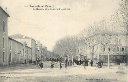 CPA FRANCE 30 "Pont St Esprit, La caserne et le boulevard Gambetta".