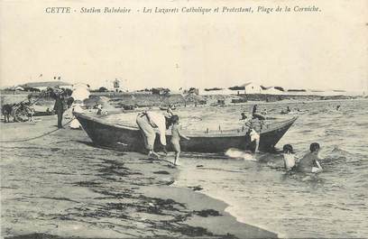 CPA FRANCE 34 " Sète, Les Lazarets catholiques et protestants, plage de la Corniche".