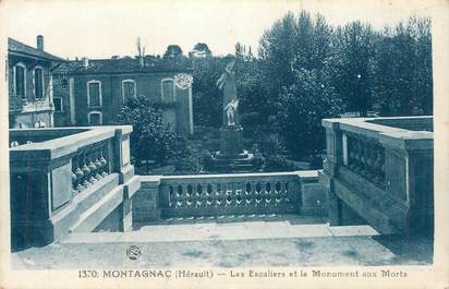 CPA FRANCE 34 " Montagnac, Les escaliers et le monument aux morts".