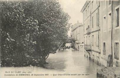 CPA FRANCE 30 " Sommières, Quai Cléon Criollet envahi par les eaux". / INONDATIONS DE 1907