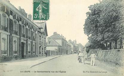 CPA FRANCE 28 "La Loupe, la gendarmerie et rue de l'Eglise"