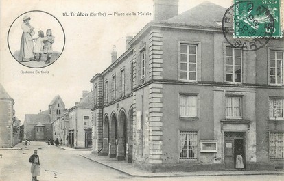 CPA FRANCE 72 "Brulon, Place de la Mairie"