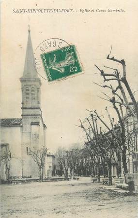 CPA FRANCE 30 " St Hippolyte du Fort, Eglise et Cours Gambetta".