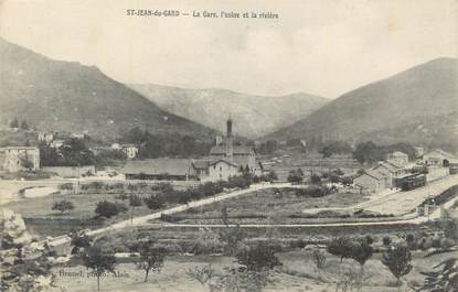 CPA FRANCE 30 " St Jean du Gard, La gare, l'usine et la rivière".