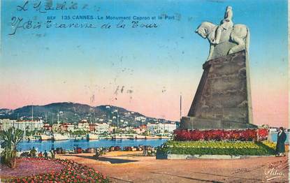 CPA FRANCE 06 " Cannes, Le monument Capron et le port".