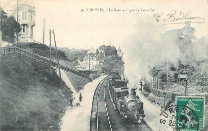 CPA FRANCE 92 "Suresnes, la Gare, Ligne de Versailles" / TRAIN