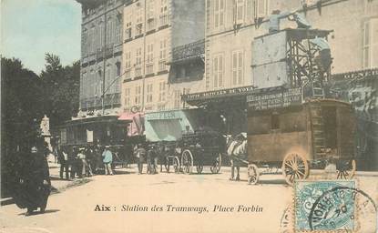 CPA FRANCE 13 "Aix, Station des Tramways, Place Forbin"