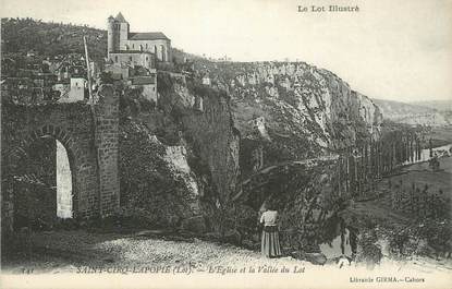 CPA FRANCE 46 "St Cirq Lapopie, L'église et la vallée du Lot".