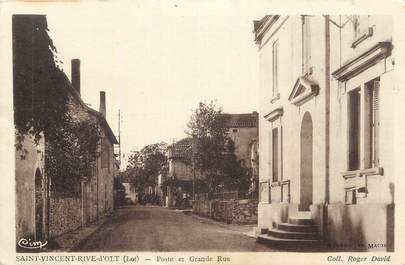 CPA FRANCE 46 "St Vincent Rive d'Olt, Poste et Grande Rue".