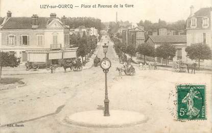 CPA FRANCE 77 "Lizy sur Ourcq, place et avenue de la gare"